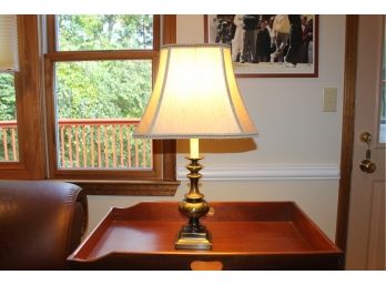 Vintage Heavy Brass Table Lamp And Shade