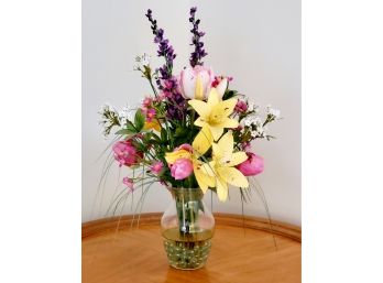 Lovely Faux Floral Bouquet In Glass Vase In Faux Acrylic Water