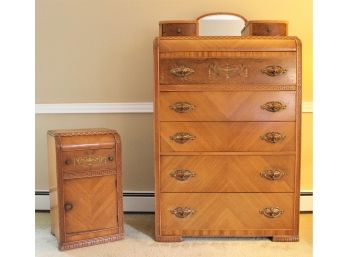 Attractive Vintage 1930's Vanity Dresser And Nightstand By The Perfect Parlor Furniture Co.