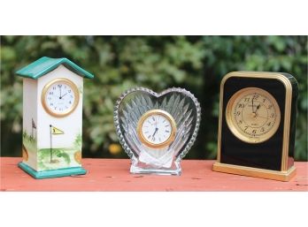Group Of Three Table Clocks Including Waterford