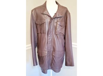 Nautica Men's Size Large Brown Leather Coat
