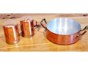 Copper & Brass Kitchenware - Salt & Pepper & Sauce Pan - Made In France