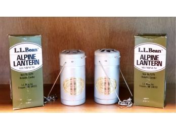 Two L.L. Bean Aluminum Alpine Candle Lanterns