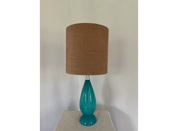 Mid-Century Turquoise Ceramic Lamp 1 Of 2