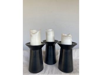 Set Of 3 Modern Black Candle Pillars From Zara Home
