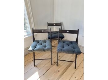 Ikea Gray Folding Chairs With Cushion, SET OF SIX