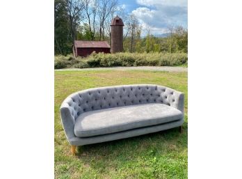 Gray Velvet Tufted Sofa 1 Of 2