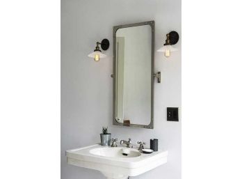 Restoration Hardware Style Large Chrome Swivel Wall Mirror With Rivets 3 Of 3
