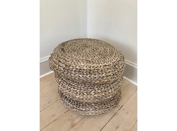 Trio Of Rope Covered Outdoor Pouf Floor Cushion Seats