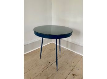Prussian BlueGlass-Topped Metal Table 2 Of 2