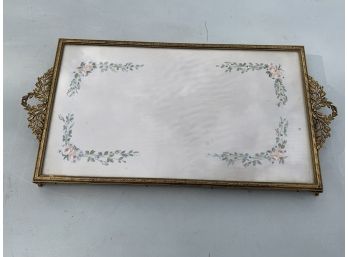 Vintage Wrought Iron And Silk Under Glass,Beautiful Piece