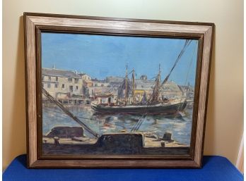 Oil On Canvas (Gloucester Port) Signed (Minor Tanabe)