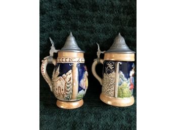 2 Small Beer Steins Made Made In Stamped And Numbered On Both Of Them