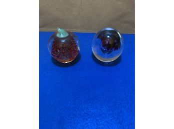 Two Glass Paperweights,One Signed(Larson)Great Shape
