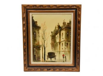 Albert Le Grande Signed Oil On Canvas Painting Of A French Street Scene
