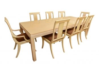 Romweber American Made Dining Room Table, Eight Chairs And Table Pads