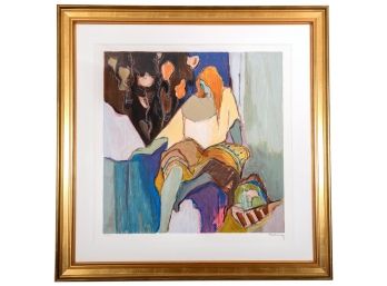 Itzchak Tarkay (Serbia/Israel, 1935-2012) Hand Signed Serigraph Lady With A Fruit Basket In Gilt Frame