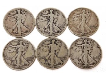 Six Liberty Silver Half Dollar Coins