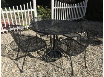 Well Made Vintage Wrought Iron Patio Table Set