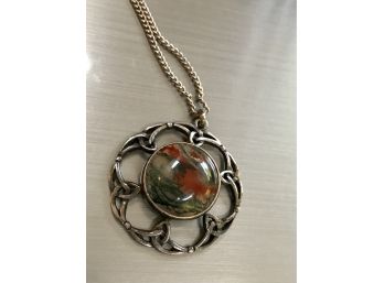 Colorful Pendant Charm From SCOTLAND On Sterling Silver Chain