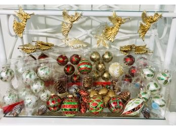 Lot Of Beautiful Glimmering Christmas Ornaments