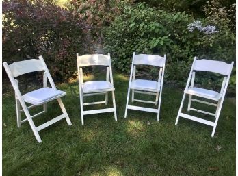 Set Of 4 Regal Int. White Wooden Folding Chairs