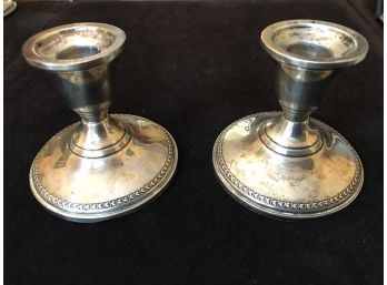 Pair Of Sterling Silver Weighted Candlesticks