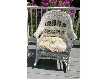 Pretty Wicker Rocking Chair And Side Accent Table