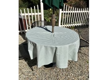 Pair Of LILLIAN VERNON Green/White Stripe Umbrella Patio Tablecloths