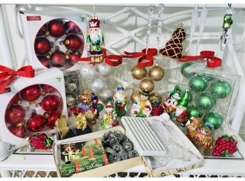 Lot Of Shiny Christmas Character Ornaments And Bulbs