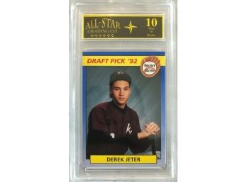 1992 Derek Jeter Front Row Draft Pick Rookie Card Graded 10 Gem Mint