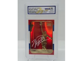 1998 Fleer 23kt Gold Michael Jordan '1986 Rookie' Red Holo Refractor Signature Series Graded 10 Gem Mint