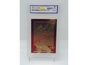 96-97 Skybox EX-2000 Credentials Michael Jordan Metallic Red Signature Series Graded 10 Gem Mint