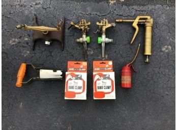 Mixed Lot For Lawn, Sprinklers, Bulb Planter, Straps, Etc