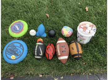 Lot Of Various Balls And Frisbees