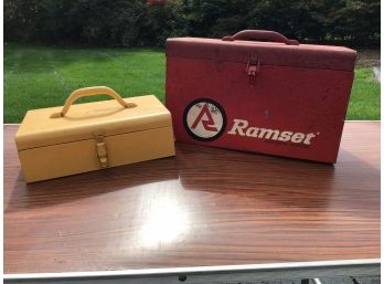 2 Vintage Toolboxes, Red, Yellow