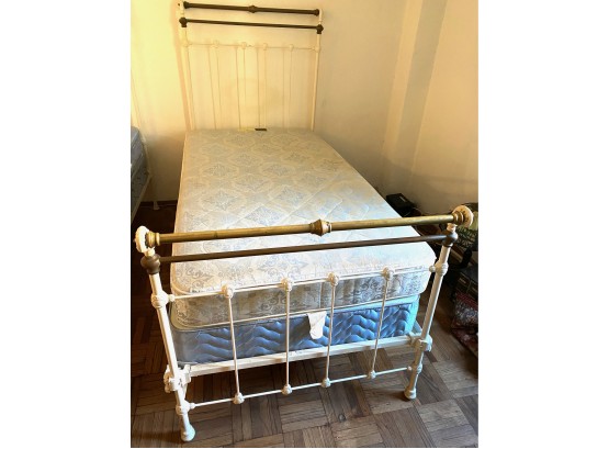 Antique Brass Twin Bed, Sterns & Foster Mattress & Boxspring Optional, Part Of Set (Right Bed Only)
