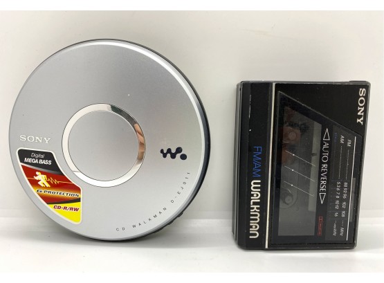 Vintage Sony Walkman WM-f77 & Sony Walkman CD Player  D-EJ011