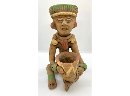 Vintage Handmade Aztec Figurine Bought On Trip To Mexico, 1960s, Signed