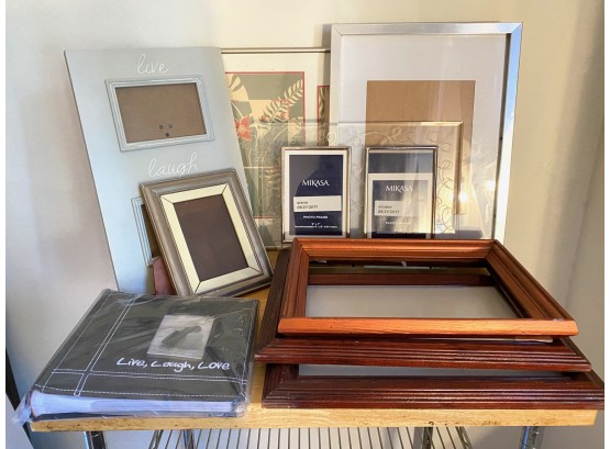 8 Photo Frames Including Mikasa, Vintage Wood Without Glass & New Photo Album