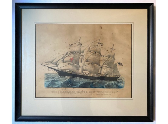 Antique Currier & Ives 'The Celebrated Clipper Ship Dreadnought,' By Currier & Ives, Circa 1877