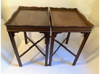 Pair Solid Wood Antique Side Tables