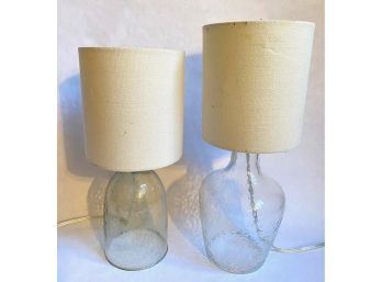 2 Handmade Glass Lamps From Recycled Bottles, Bottoms Are Open