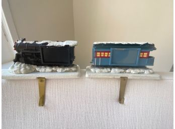 2 Hallmark Polar Express Trains Christmas Stocking Hangers With Slot To Insert Name Card