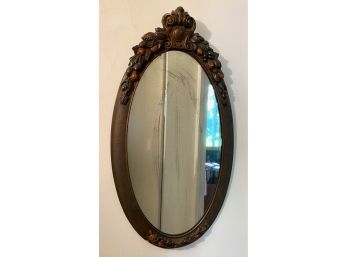 Antique Carved Wood Hand Painted Wall Mirror