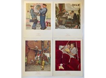Set Of 4 Norman Rockwell Prints Of Classic Saturday Evening Post Covers From The 1950s, Unframed