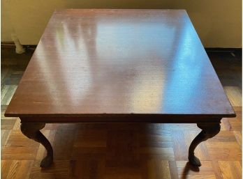 Vintage Carved Wood Large Square Coffee Table
