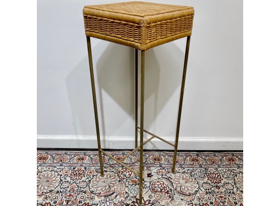 Wicker And Metal Plant Stand