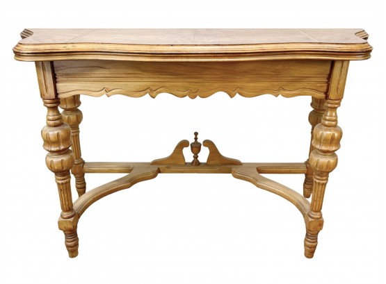 French Style Flip-top Console Table With Marquetry Inlay Details