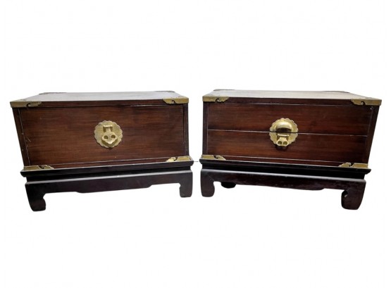 Vintage Asian Campaign Chest Style Side Tables